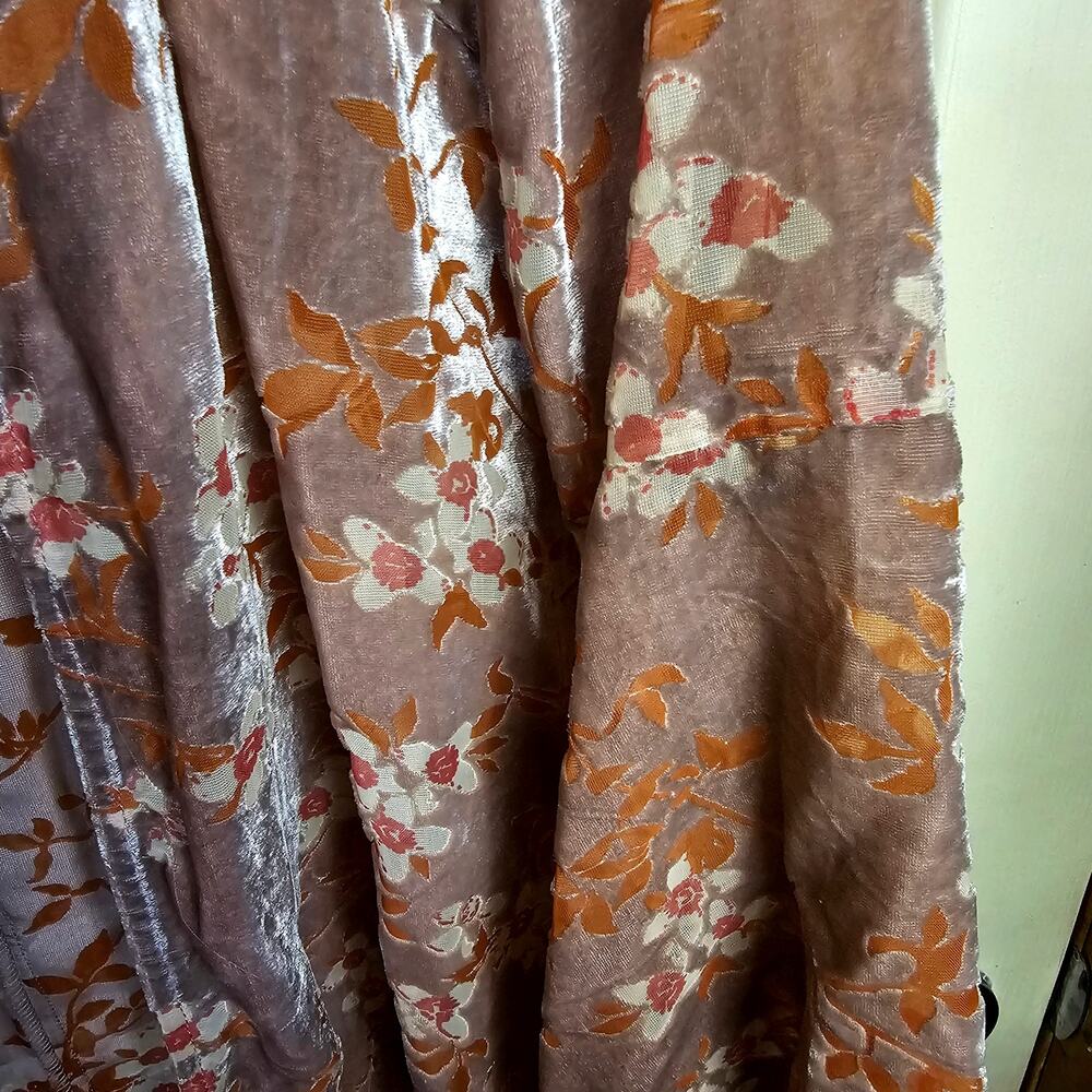 En Creme Crushed Velvet Pink Orange Kimono Cardigan Flare Sleeve Women's M - Picture 5 of 6